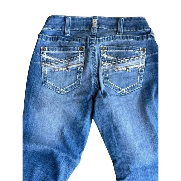 Ariat‎ Real Denim Women's Blue Straight Leg Belt Looped Distressed Jean Size 28s - Picture 2 of 10